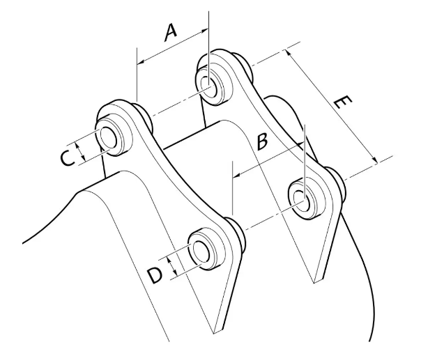 Right excavator bucket connection dimensions to boost adaptation efficiency